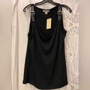 MICHAEL Michael Kors Cowl Drape Buckle Strap Top